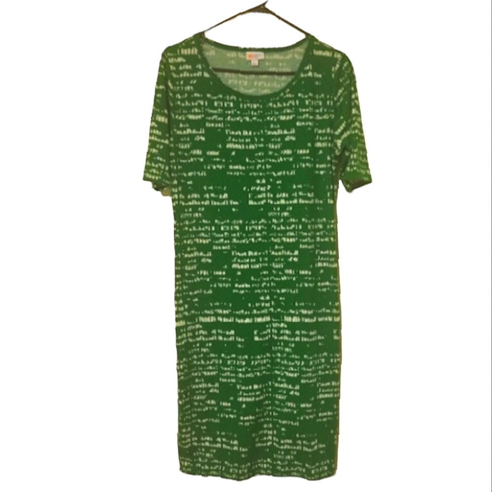Lularoe Julia Dress Green & White - Size Large